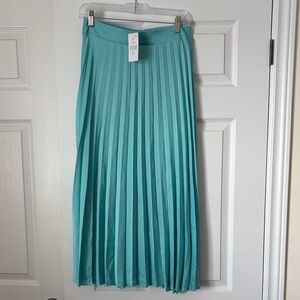 Suzy Shier Aqua Pleated Midi Skirt